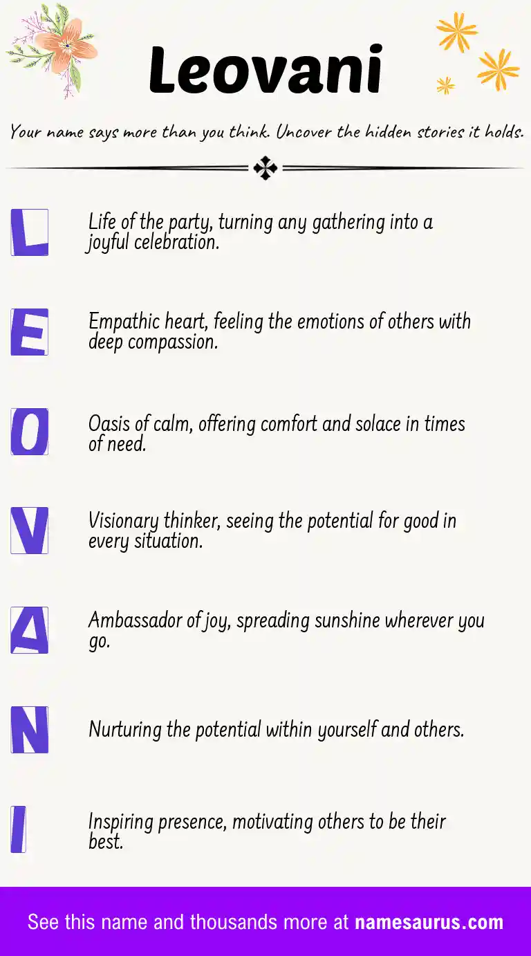 Acrostic poem about Leovani.