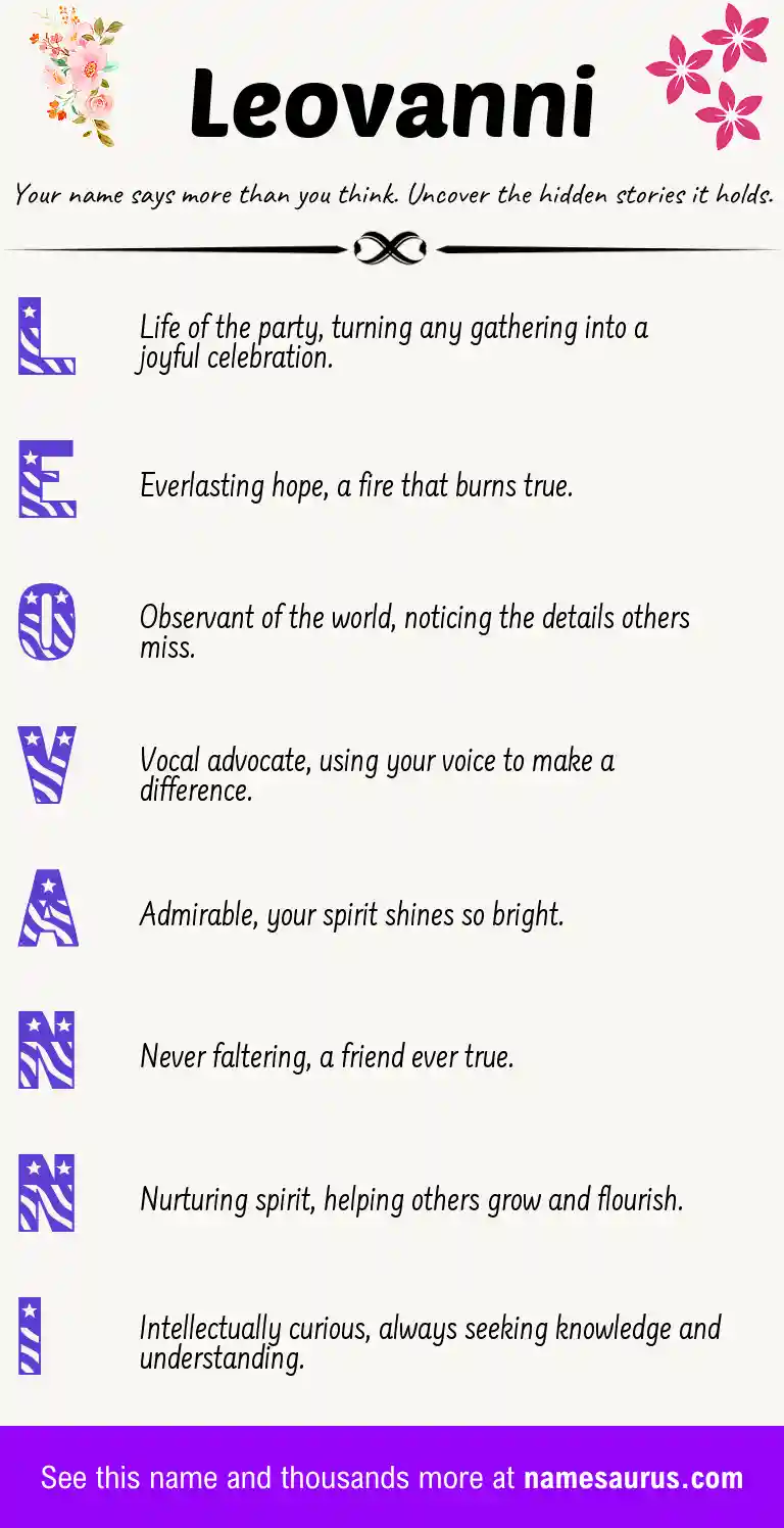Acrostic poem about Leovanni.