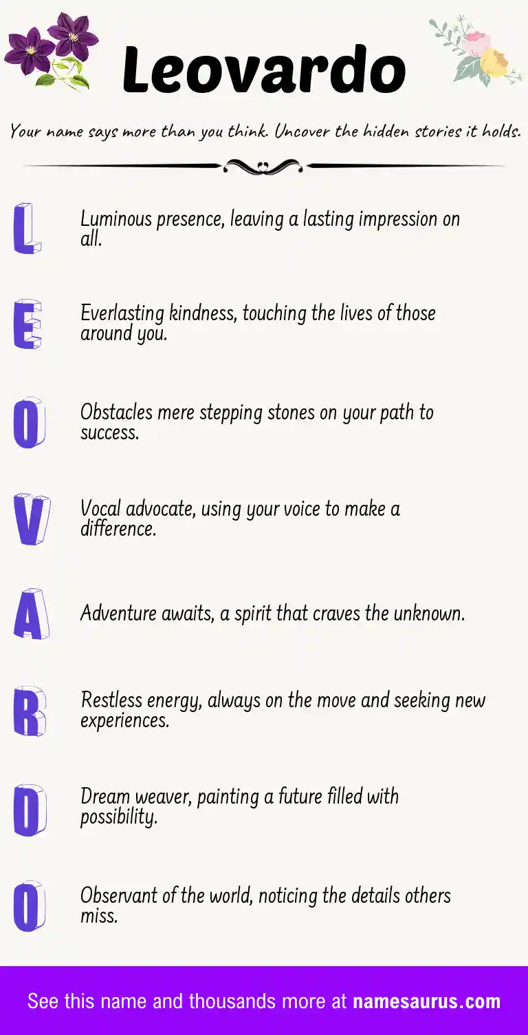 Acrostic poem about Leovardo.