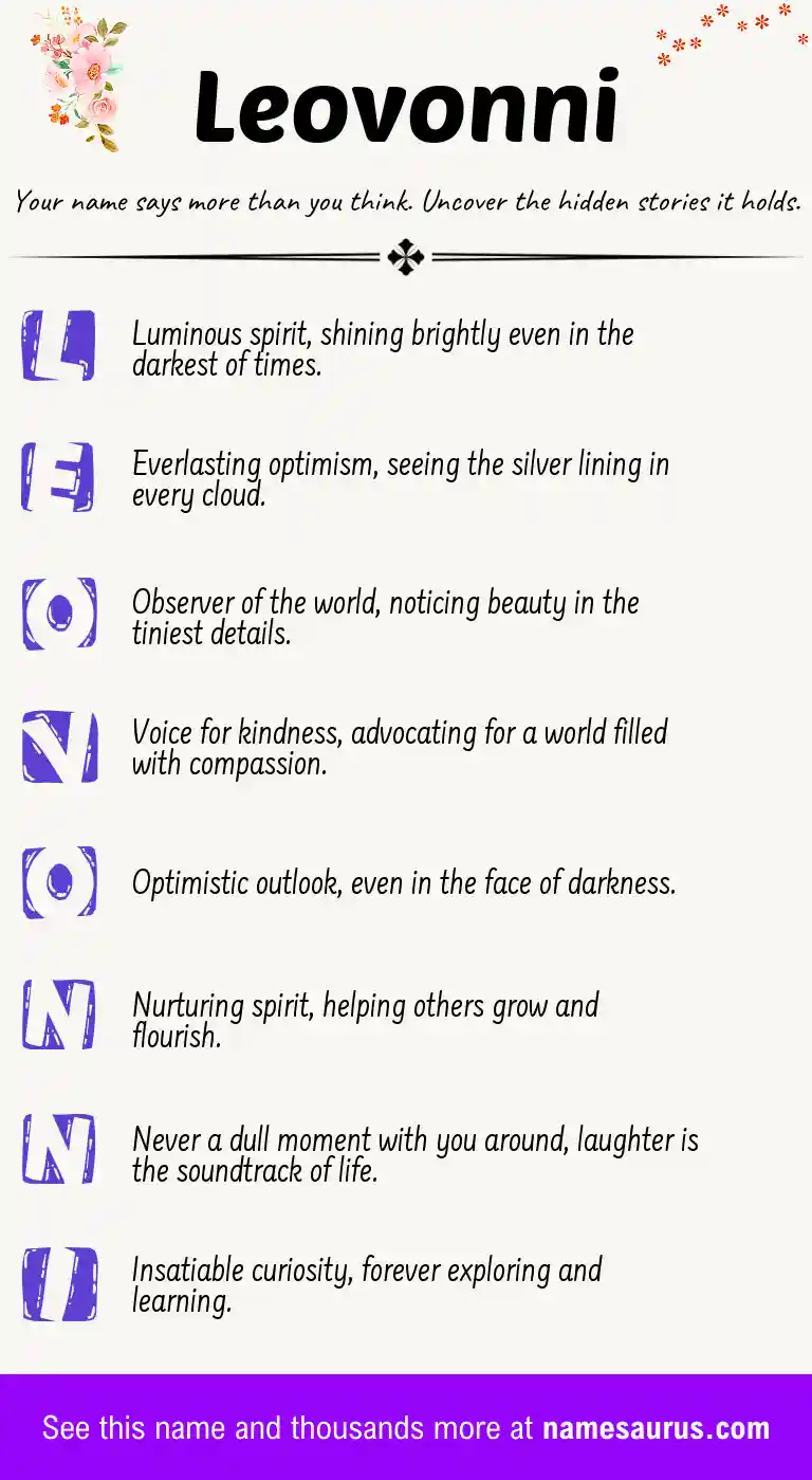 Acrostic poem about Leovonni.