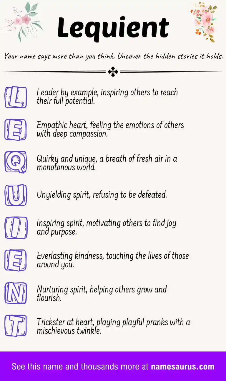 Acrostic poem about Lequient.