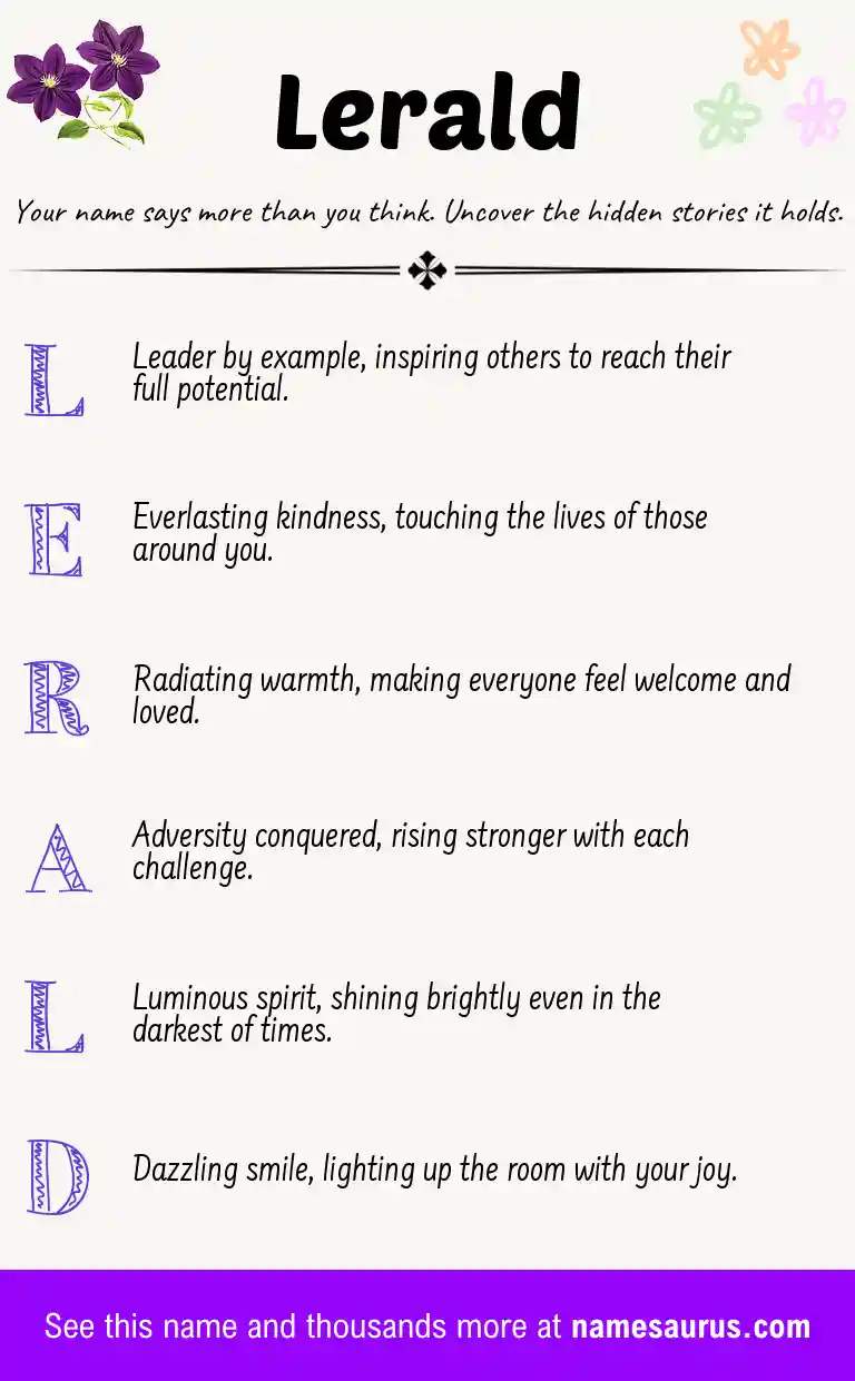 Acrostic poem about Lerald.