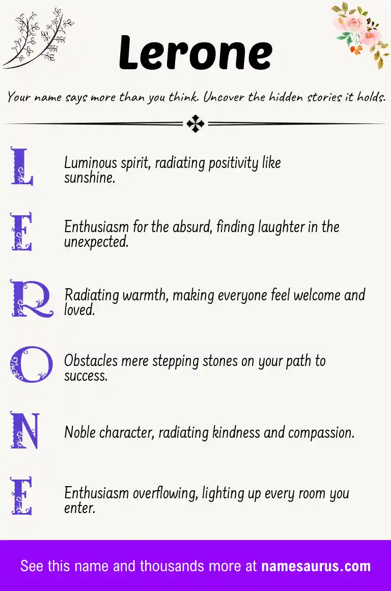 Acrostic poem about Lerone.
