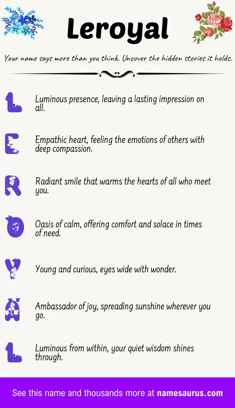 Acrostic poem about Leroyal.