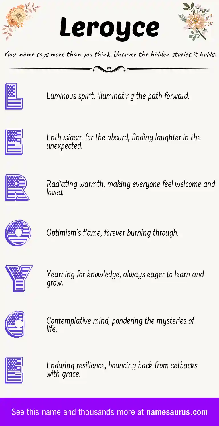 Acrostic poem about Leroyce.
