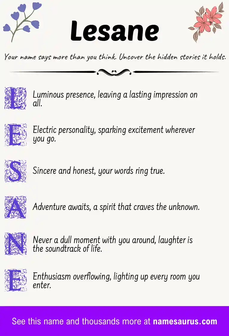 Acrostic poem about Lesane.
