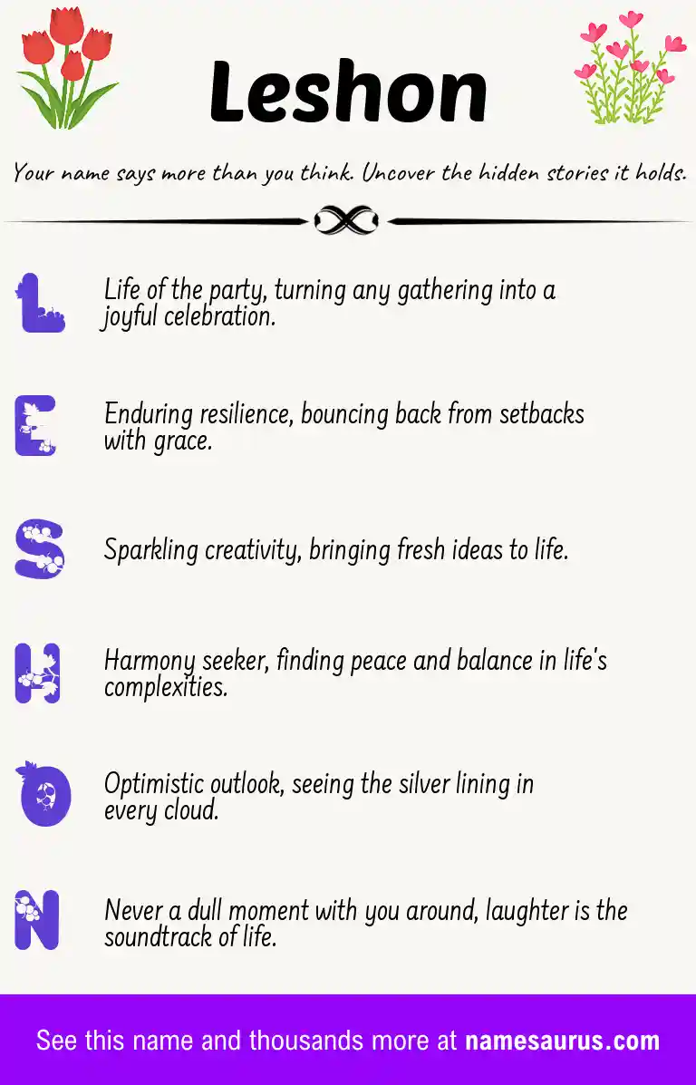 Acrostic poem about Leshon.