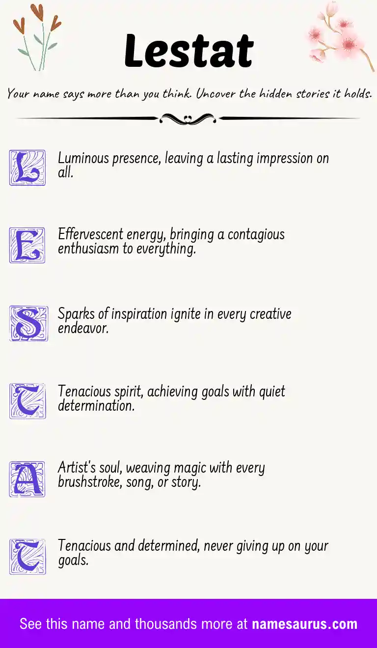 Acrostic poem about Lestat.