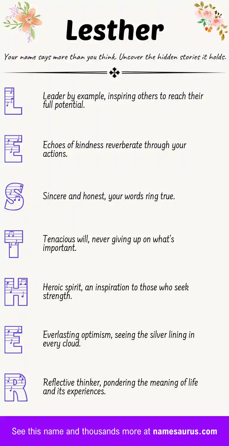 Acrostic poem about Lesther.