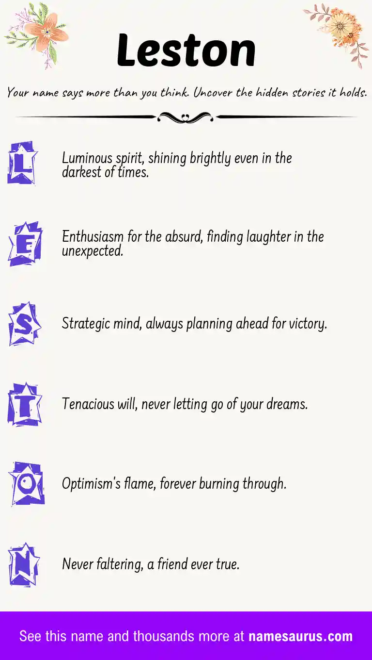 Acrostic poem about Leston.