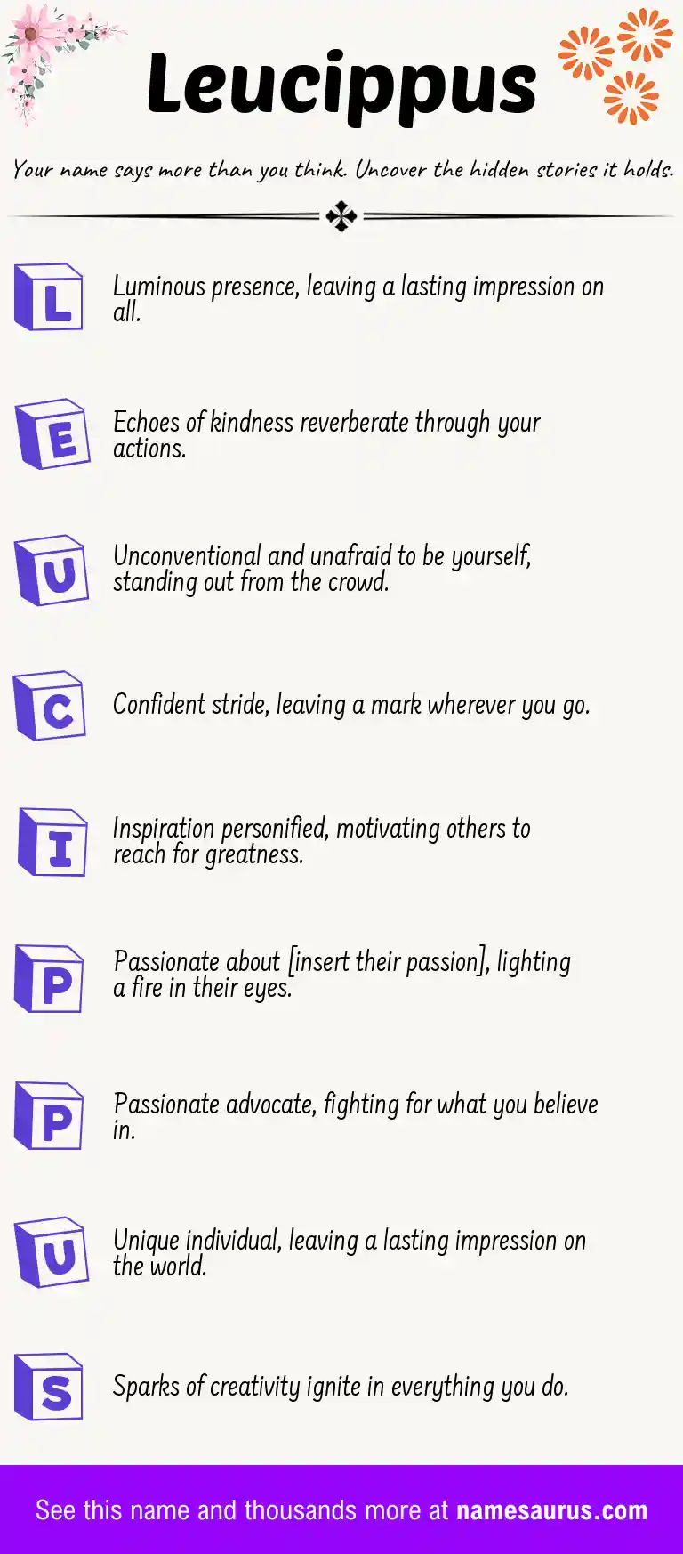 Acrostic poem about Leucippus.