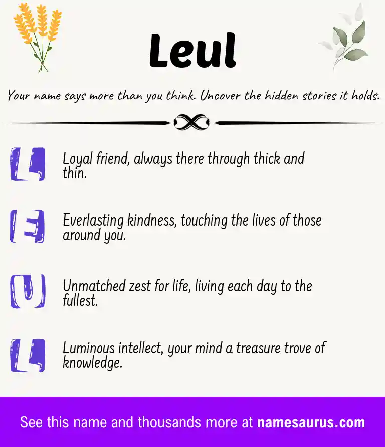 Acrostic poem about Leul.