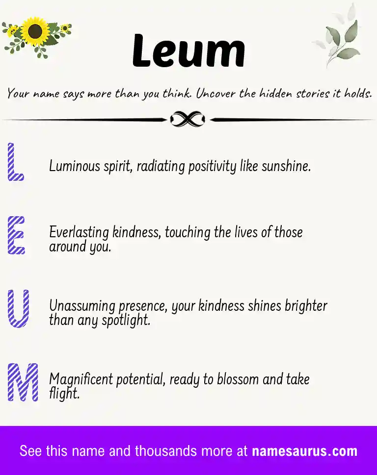 Acrostic poem about Leum.