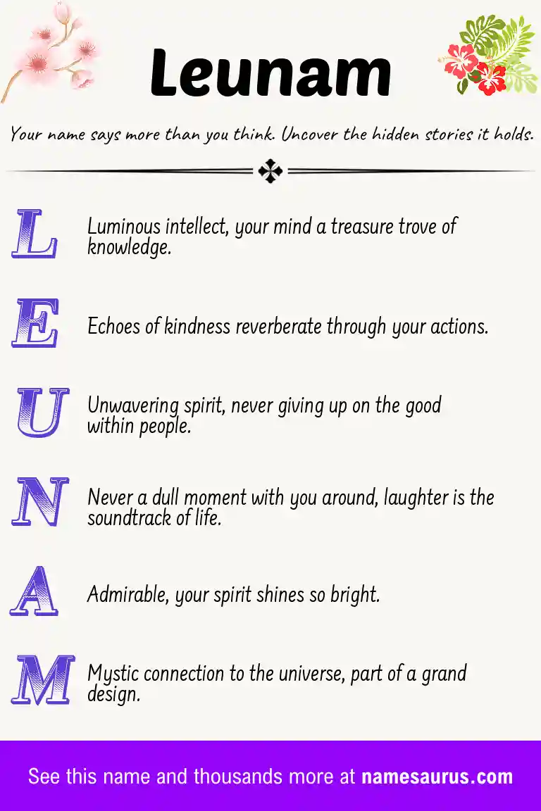 Acrostic poem about Leunam.