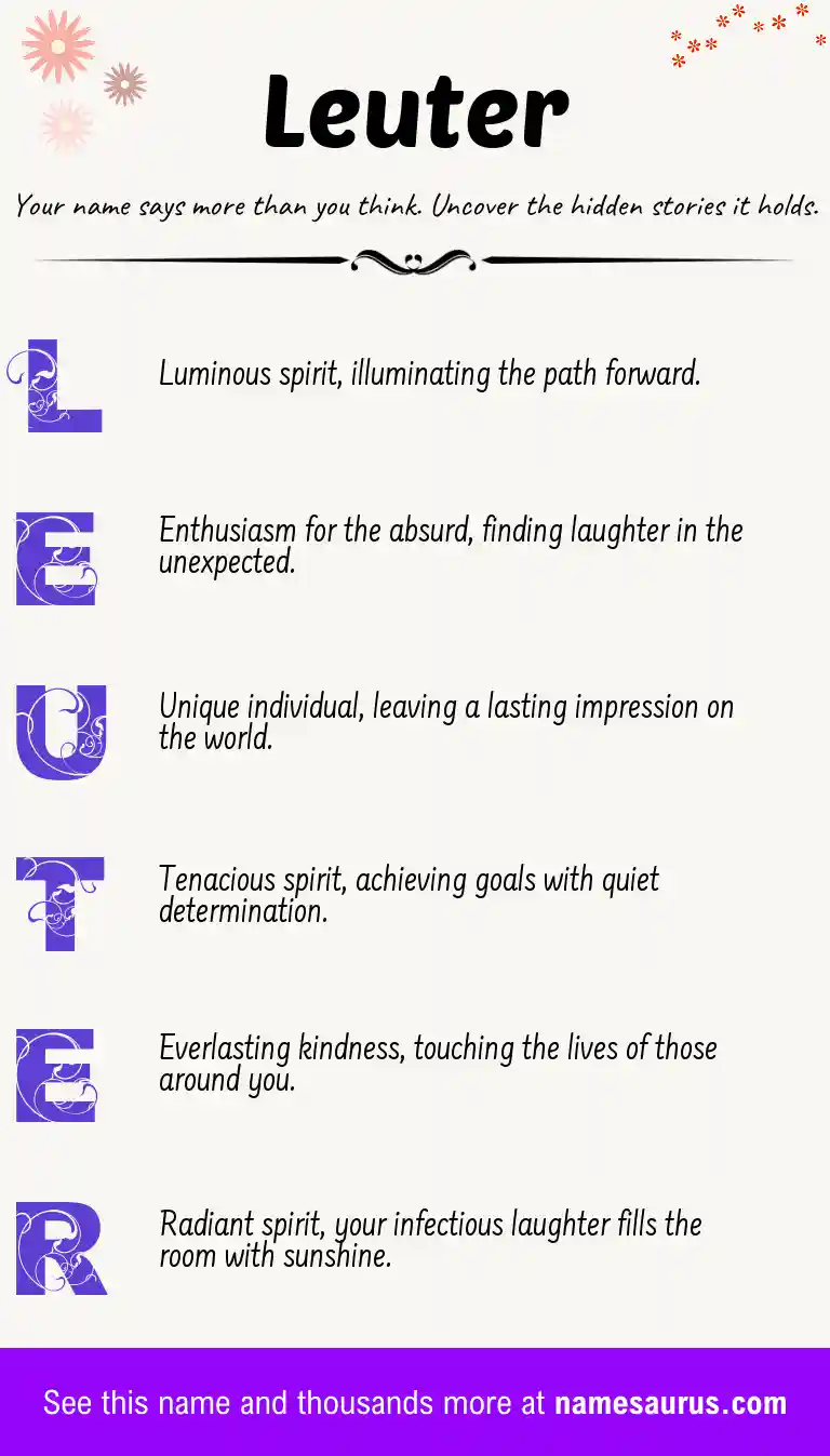 Acrostic poem about Leuter.