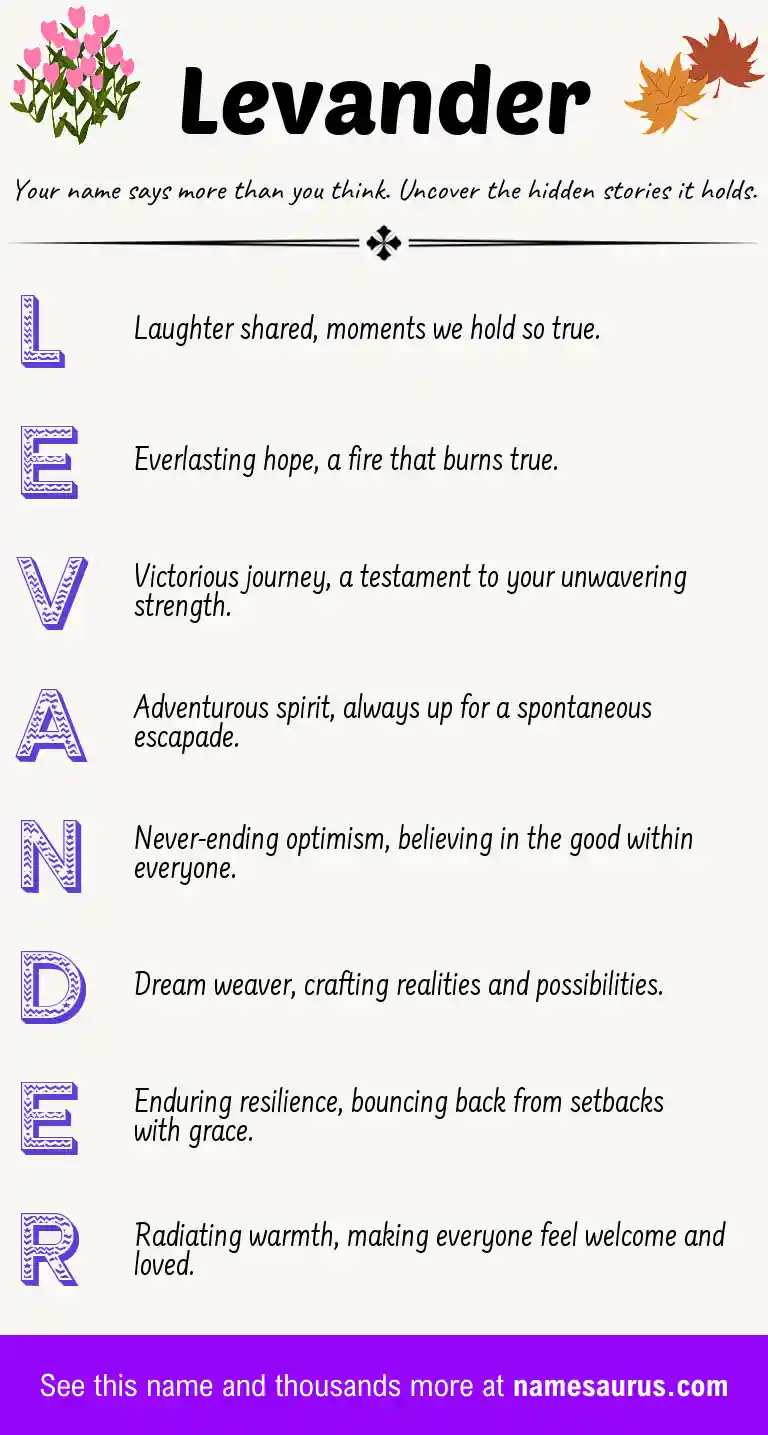 Acrostic poem about Levander.
