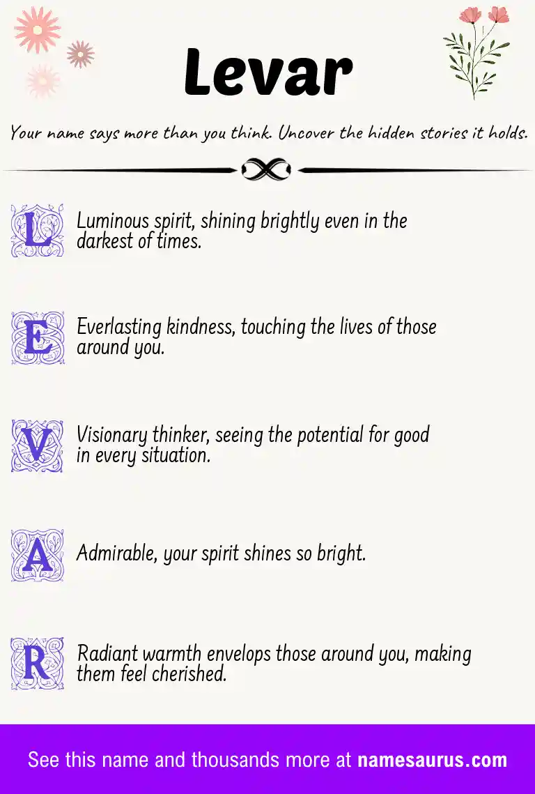 Acrostic poem about Levar.
