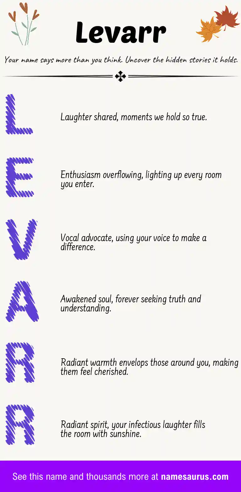Acrostic poem about Levarr.