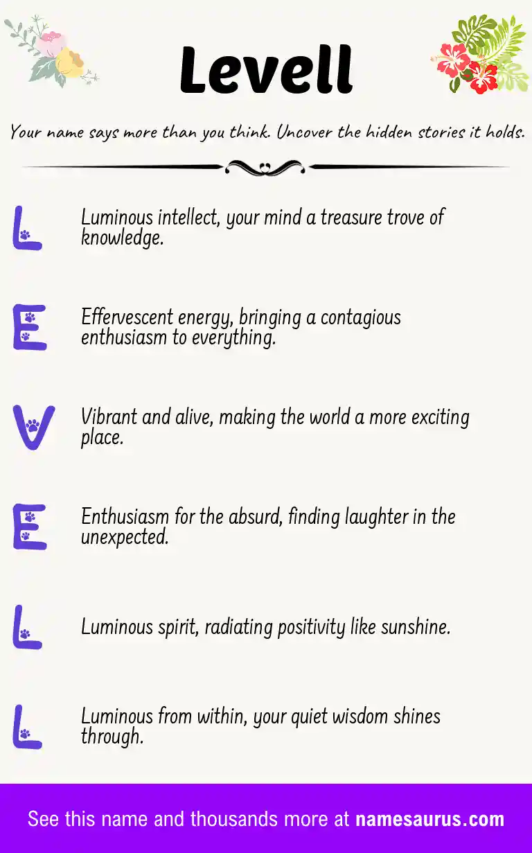Acrostic poem about Levell.