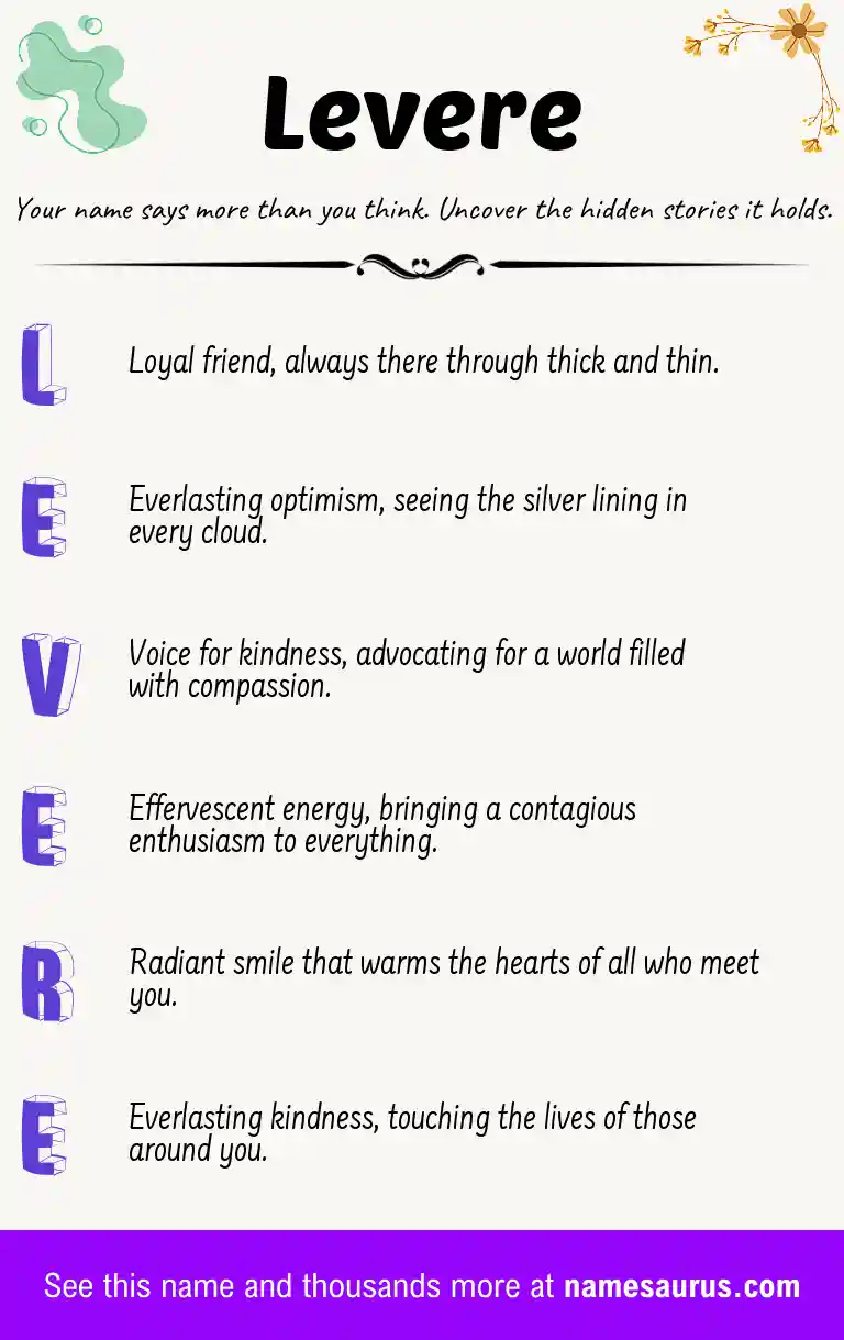 Acrostic poem about Levere.