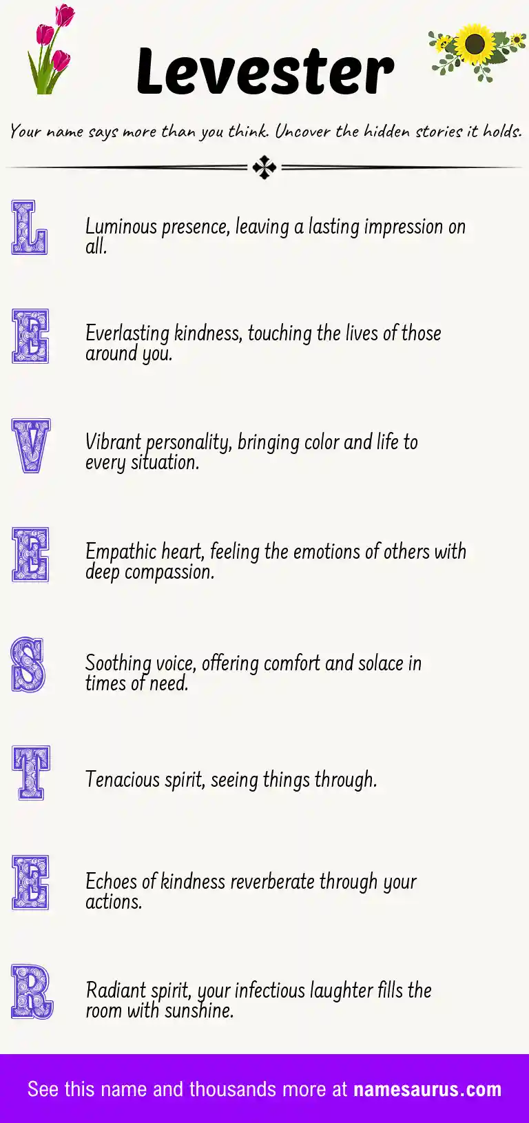 Acrostic poem about Levester.