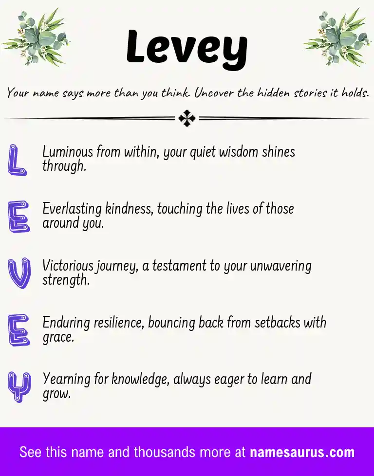 Acrostic poem about Levey.