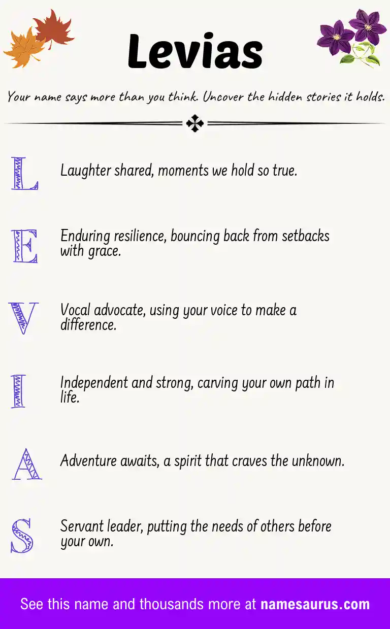 Acrostic poem about Levias.