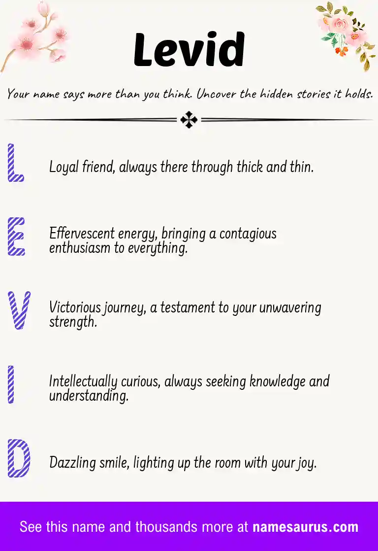 Acrostic poem about Levid.