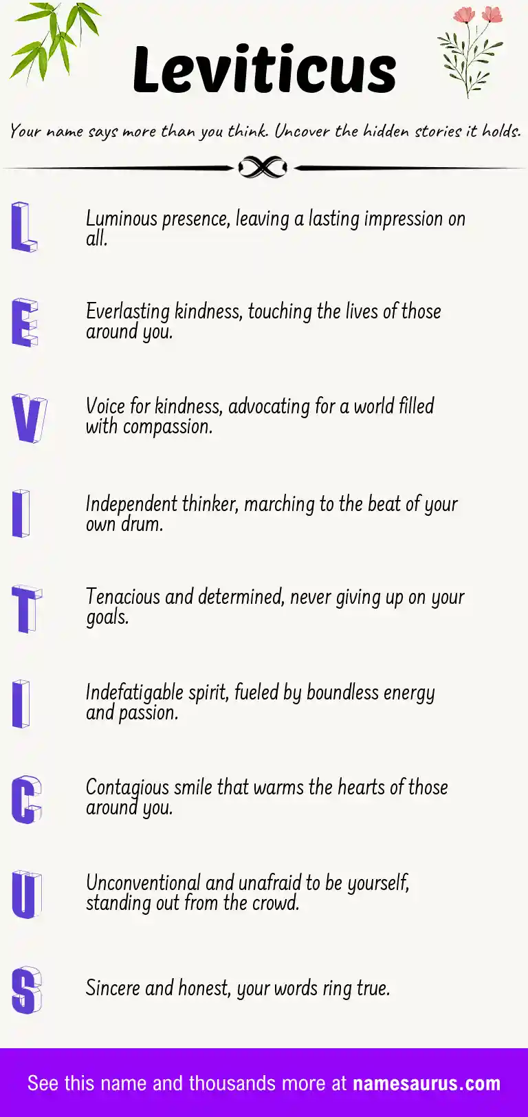 Acrostic poem about Leviticus.