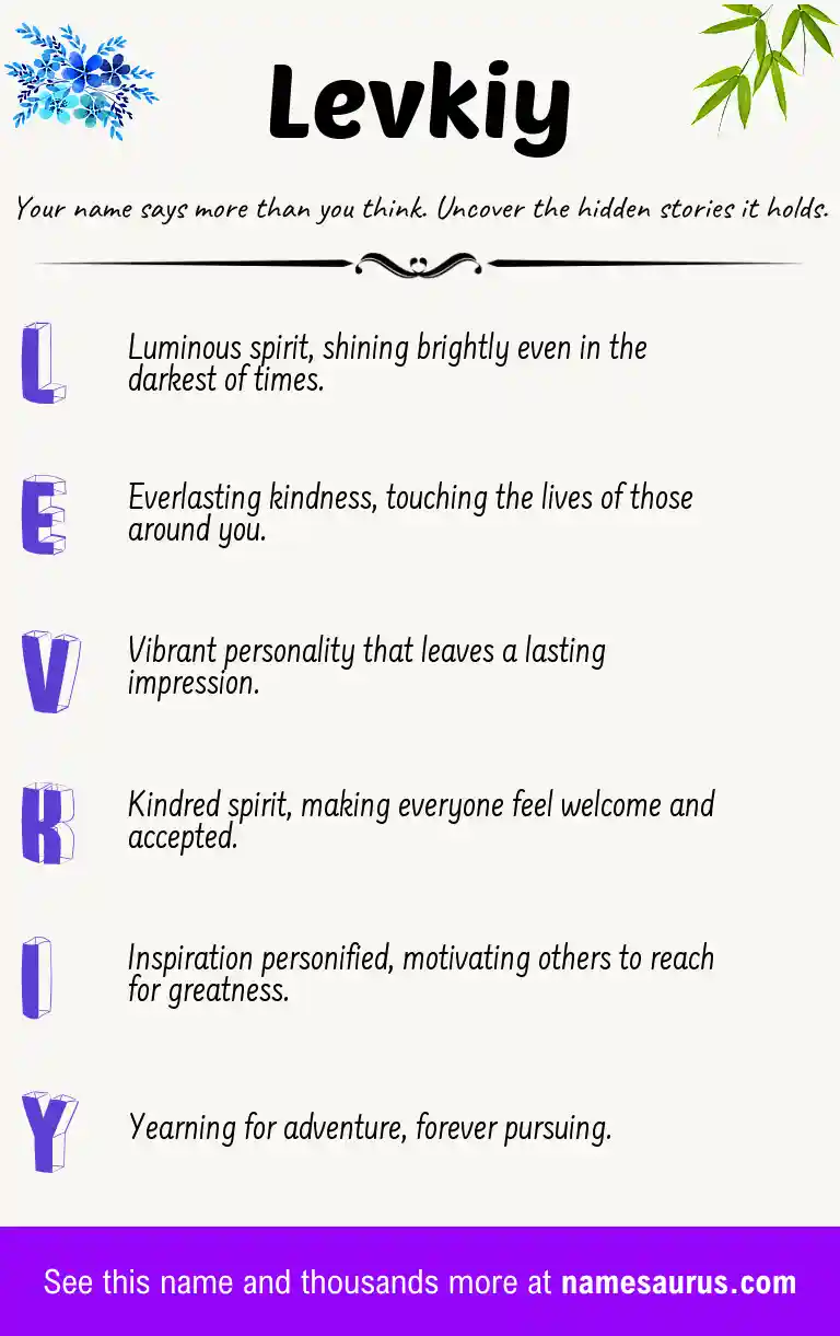 Acrostic poem about Levkiy.