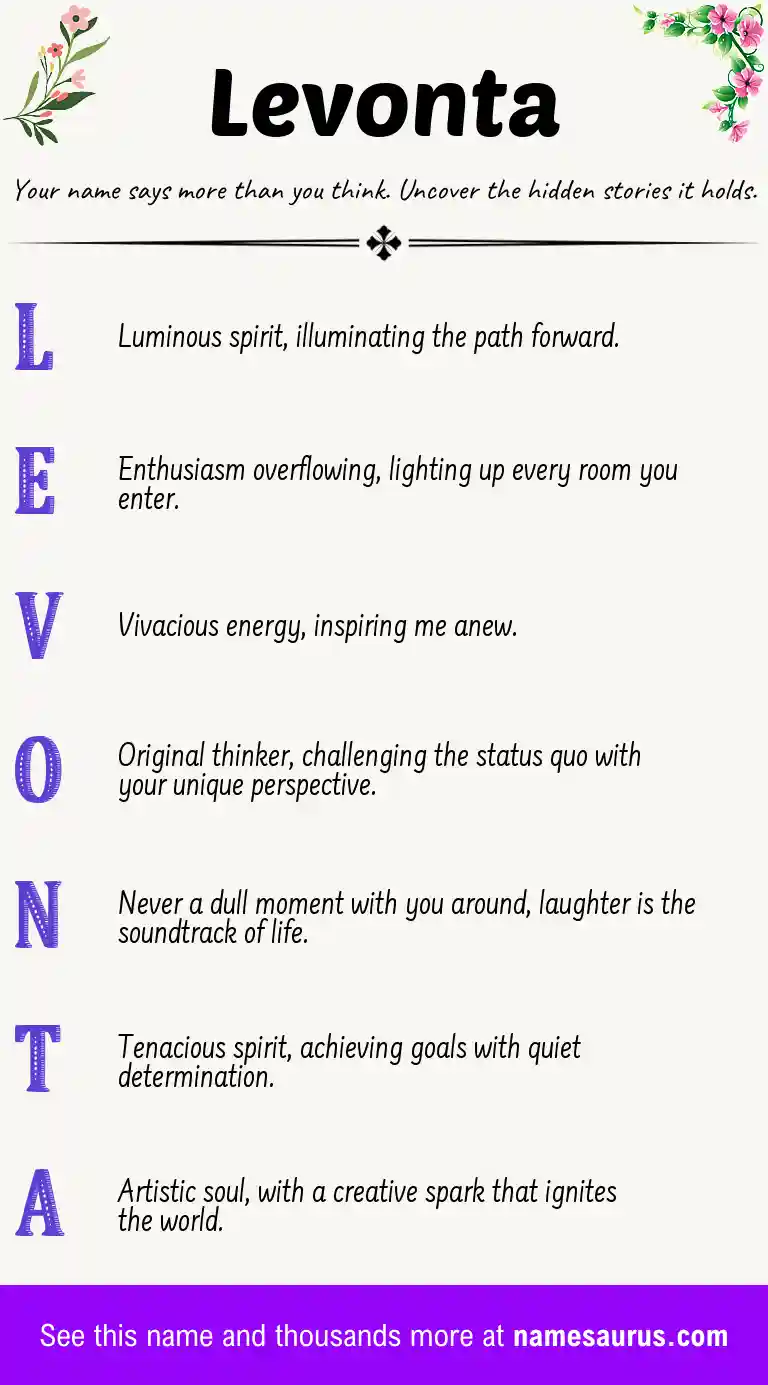 Acrostic poem about Levonta.