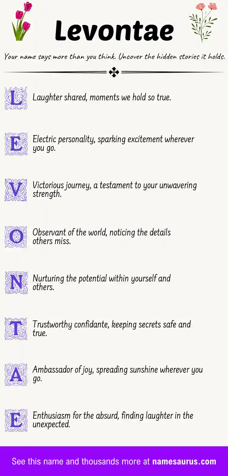 Acrostic poem about Levontae.