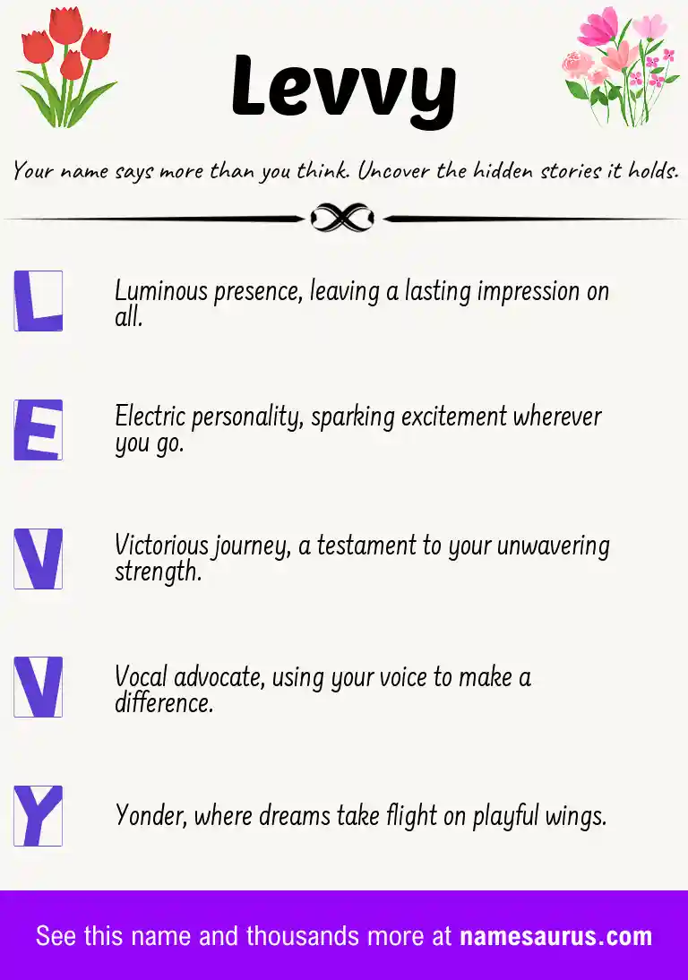 Acrostic poem about Levvy.