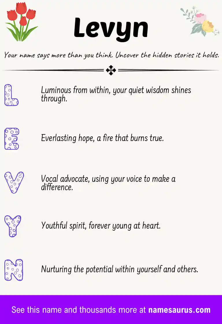 Acrostic poem about Levyn.