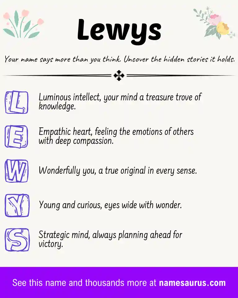 Acrostic poem about Lewys.