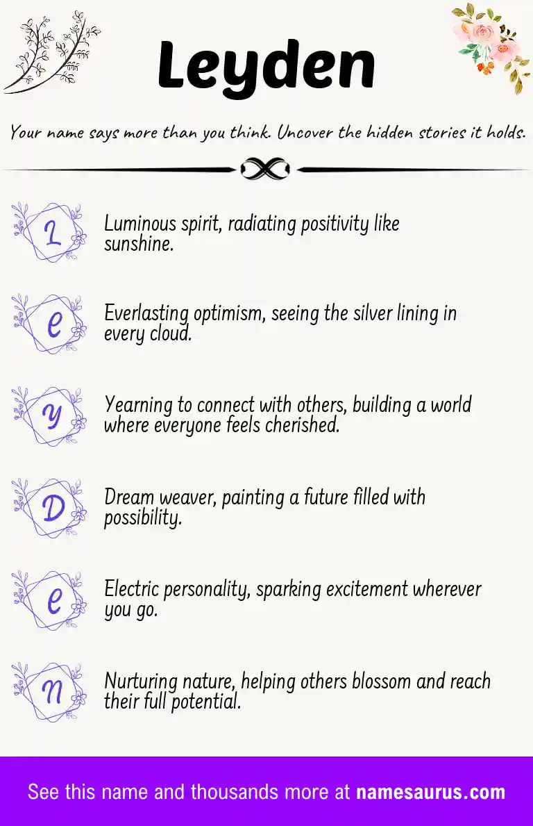 Acrostic poem about Leyden.