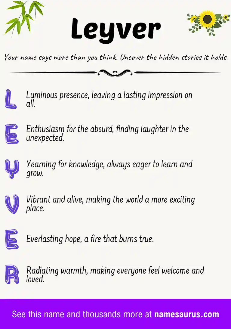 Acrostic poem about Leyver.