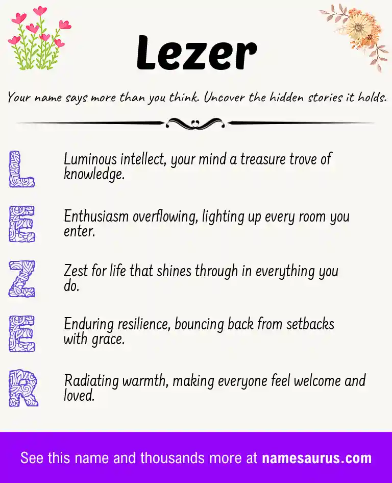 Acrostic poem about Lezer.