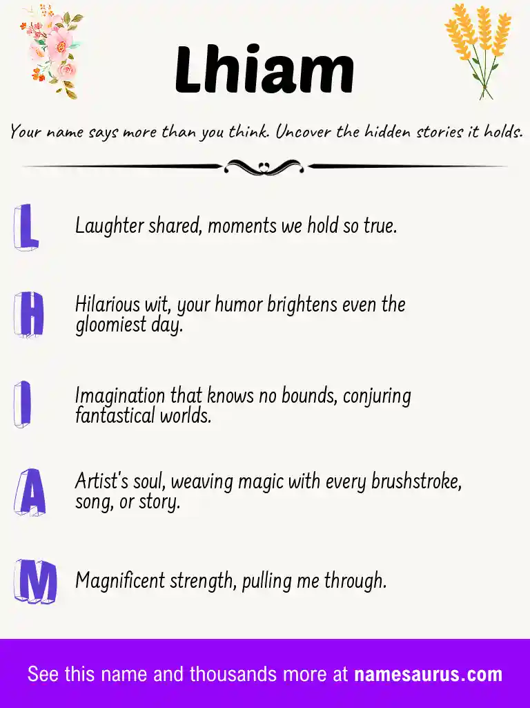 Acrostic poem about Lhiam.