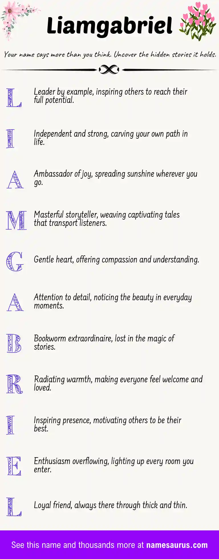 Acrostic poem about Liamgabriel.