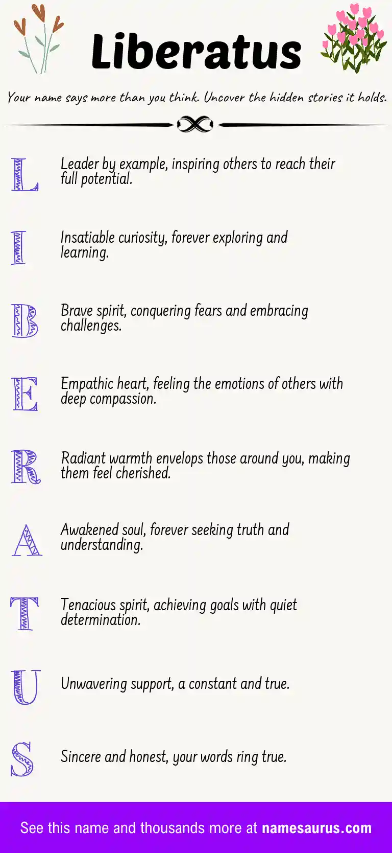 Acrostic poem about Liberatus.