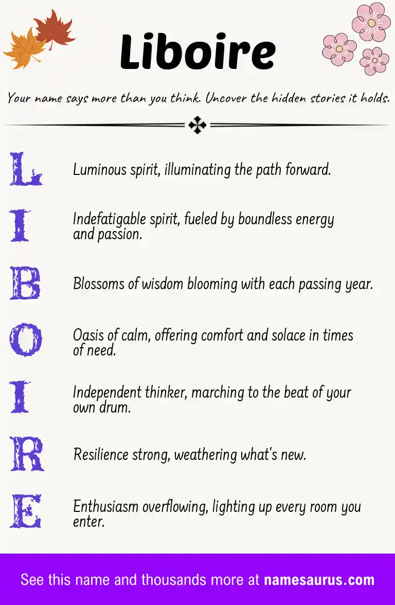 Acrostic poem about Liboire.