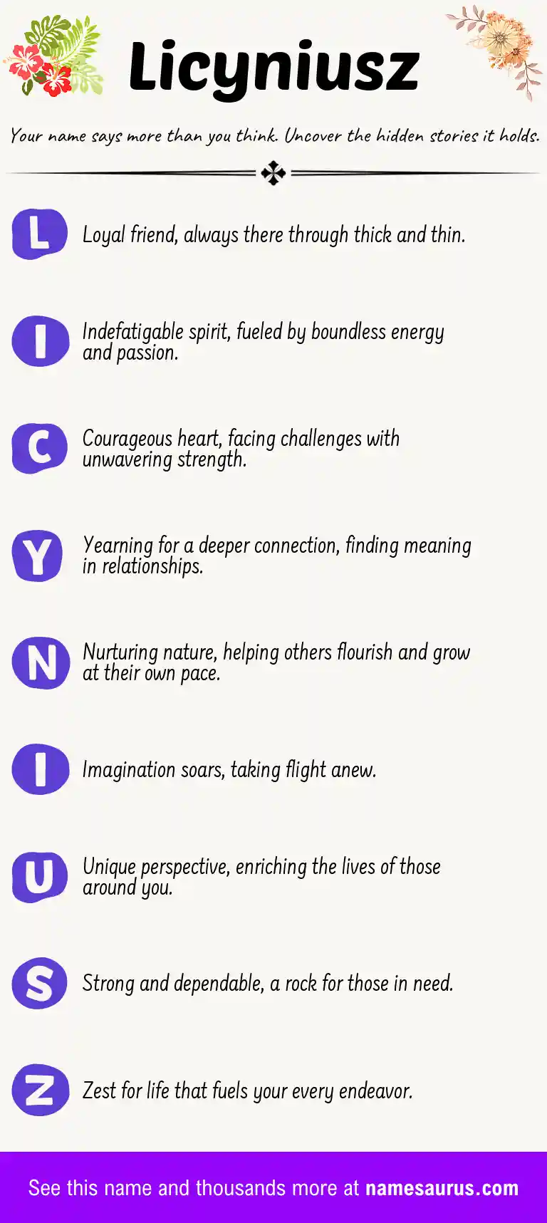 Acrostic poem about Licyniusz.