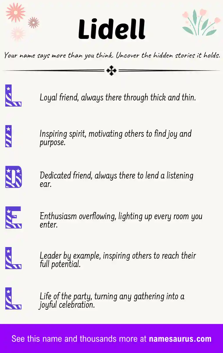 Acrostic poem about Lidell.