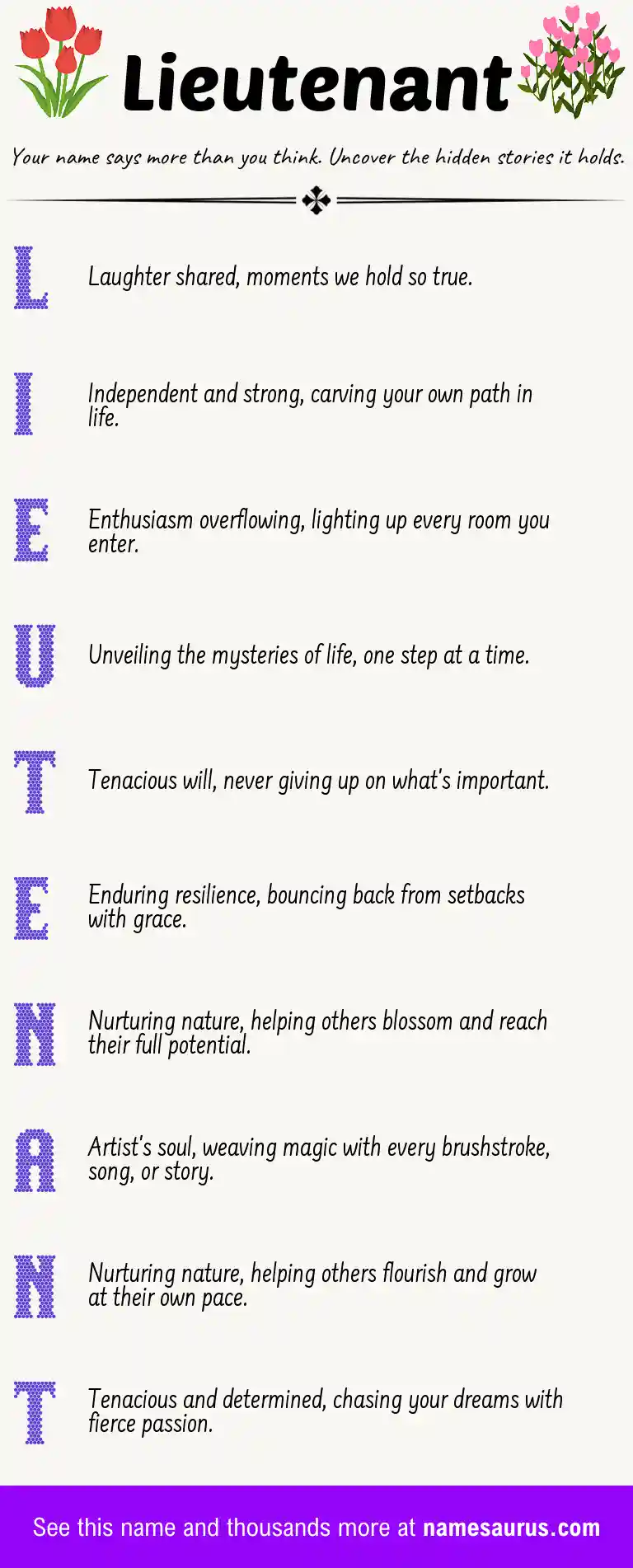 Acrostic poem about Lieutenant.