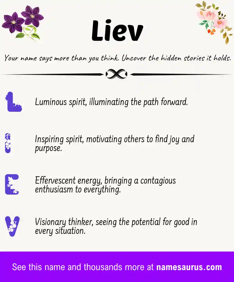 Acrostic poem about Liev.