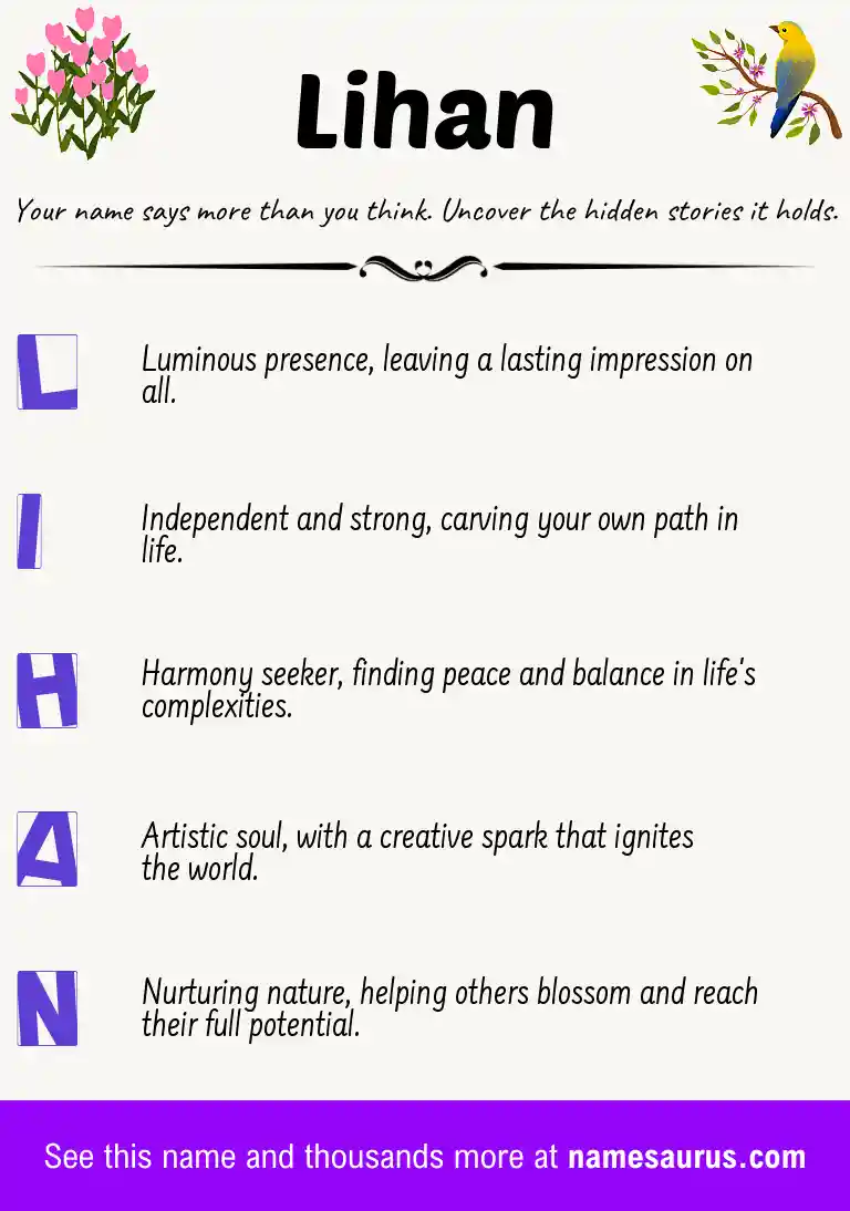 Acrostic poem about Lihan.