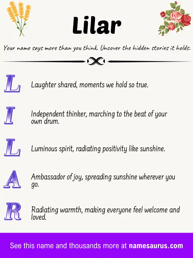 Acrostic poem about Lilar.