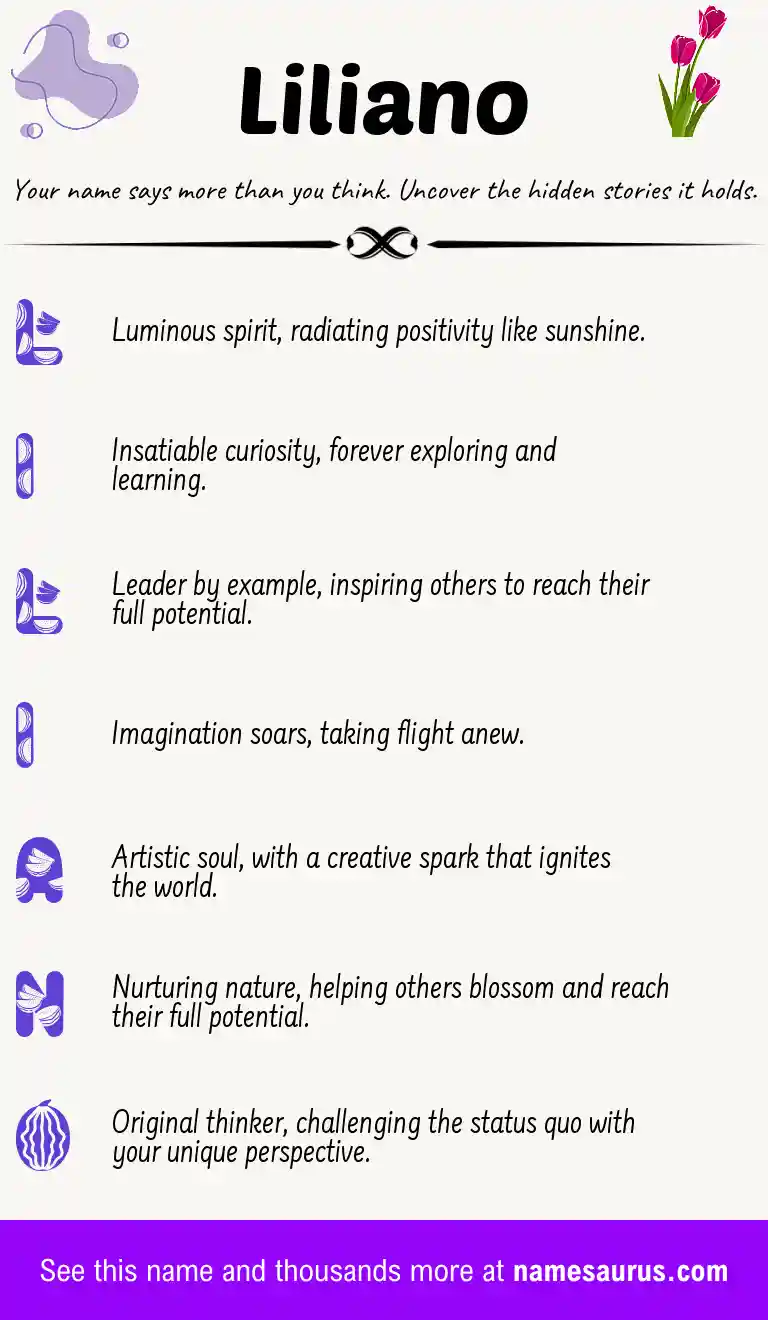 Acrostic poem about Liliano.