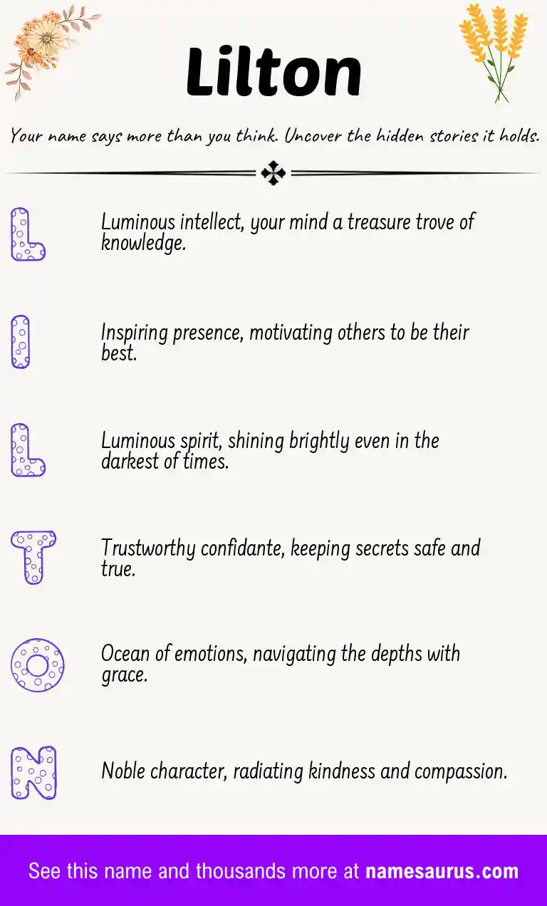 Acrostic poem about Lilton.